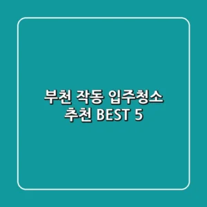 부천 작동 입주청소 추천 BEST 5