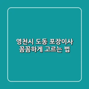 영천시 도동 포장이사, 꼼꼼하게 고르는 법