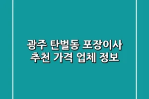 광주 탄벌동 포장이사 추천: 가격 & 업체 정보