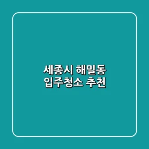 세종시 해밀동 입주청소 추천