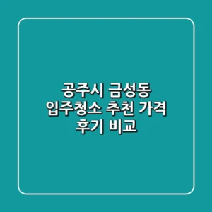 공주시 금성동 입주청소 추천: 가격 & 후기 비교