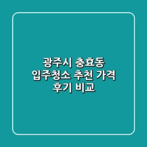 광주시 충효동 입주청소 추천: 가격, 후기 비교