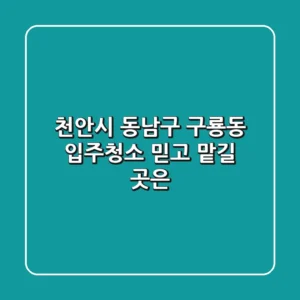 천안시 동남구 구룡동 입주청소, 믿고 맡길 곳은?