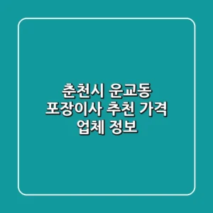 춘천시 운교동 포장이사 추천: 가격 & 업체 정보