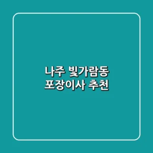 나주 빛가람동 포장이사 추천
