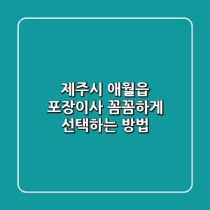 제주시 애월읍 포장이사, 꼼꼼하게 선택하는 방법