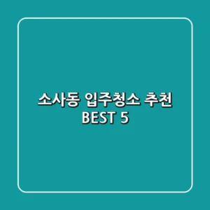 소사동 입주청소 추천 BEST 5