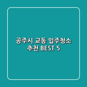 공주시 교동 입주청소 추천 BEST 5