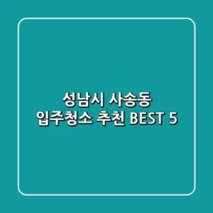 성남시 사송동 입주청소 추천 BEST 5