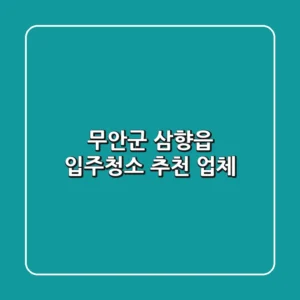 무안군 삼향읍 입주청소 추천 업체