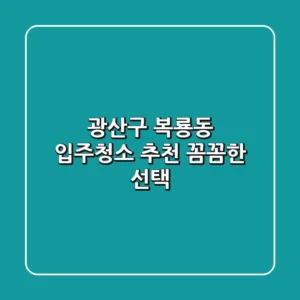 광산구 복룡동 입주청소 추천: 꼼꼼한 선택!