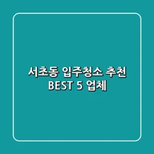 서초동 입주청소 추천 BEST 5 업체