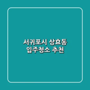 서귀포시 상효동 입주청소 추천
