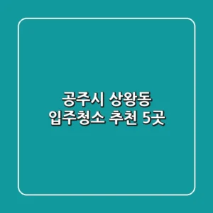 공주시 상왕동 입주청소 추천 5곳
