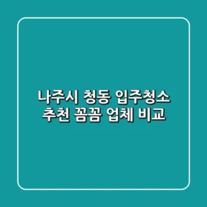 나주시 청동 입주청소 추천: 꼼꼼 업체 비교