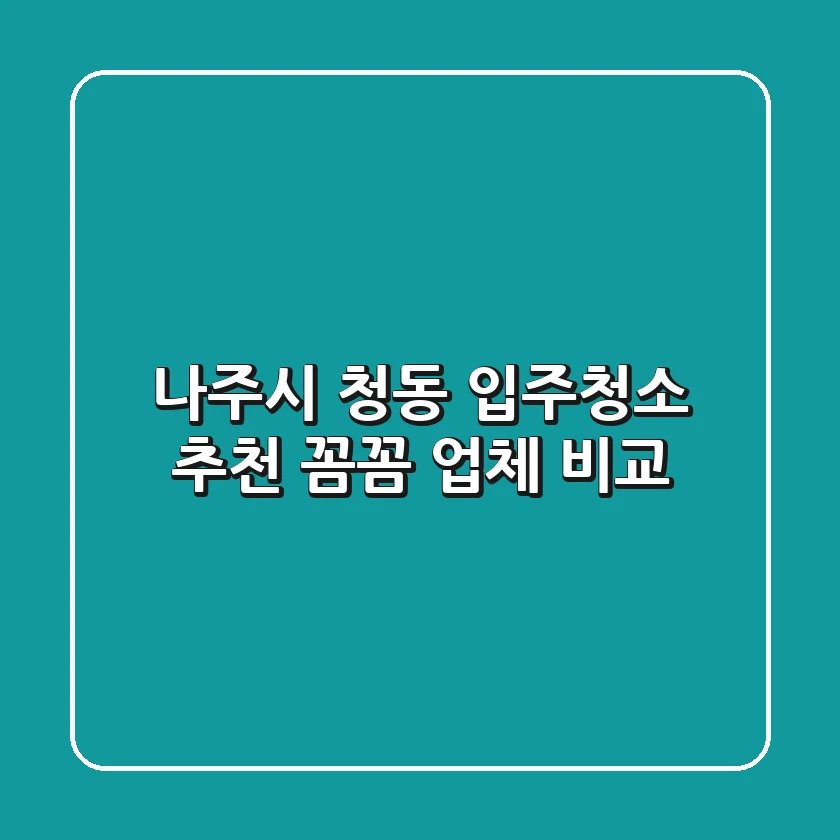 나주시 청동 입주청소 추천: 꼼꼼 업체 비교