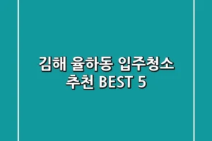 김해 율하동 입주청소 추천 BEST 5