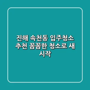 진해 속천동 입주청소 추천: 꼼꼼한 청소로 새 시작!