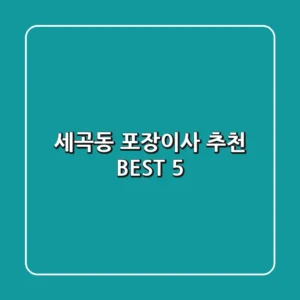 세곡동 포장이사 추천 BEST 5