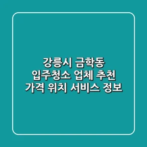 강릉시 금학동 입주청소 업체 추천 - 가격, 위치, 서비스 정보