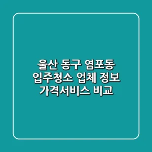 울산 동구 염포동 입주청소 업체 정보 - 가격/서비스 비교