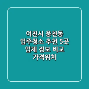 여천시 웅천동 입주청소 추천: 5곳 업체 정보 비교 (가격/위치)