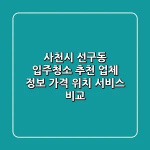 사천시 선구동 입주청소 추천 업체 정보 - 가격, 위치, 서비스 비교