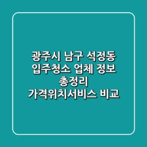 광주시 남구 석정동 입주청소 업체 정보 총정리 - 가격/위치/서비스 비교