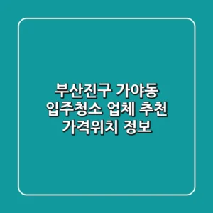 부산진구 가야동 입주청소 업체 추천 - 가격/위치 정보