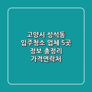 고양시 성석동 입주청소 업체 5곳 정보 총정리 - 가격/연락처