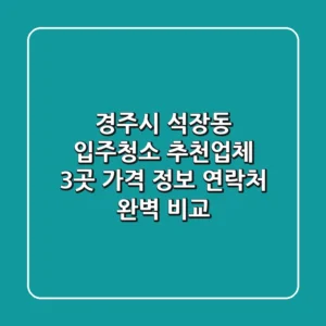경주시 석장동 입주청소 추천업체 3곳 - 가격, 정보, 연락처 완벽 비교