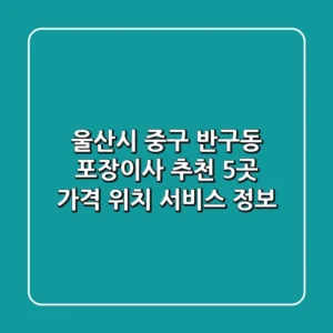 울산시 중구 반구동 포장이사 추천 5곳 - 가격, 위치, 서비스 정보