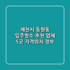 제천시 동현동 입주청소 추천 업체 5곳 - 가격/위치 정보