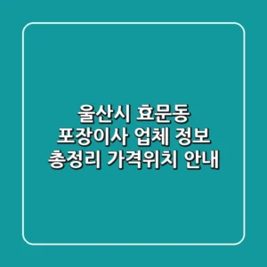 울산시 효문동 포장이사 업체 정보 총정리 - 가격/위치 안내