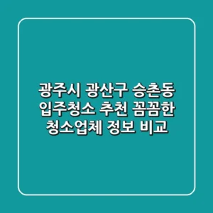 광주시 광산구 승촌동 입주청소 추천: 꼼꼼한 청소업체 정보 비교