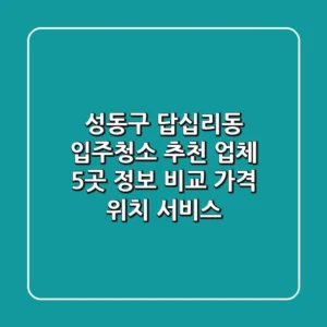 성동구 답십리동 입주청소 추천: 업체 5곳 정보 비교 (가격, 위치, 서비스)