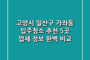 고양시 일산구 가좌동 입주청소 추천: 5곳 업체 정보 완벽 비교