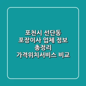 포천시 선단동 포장이사 업체 정보 총정리 - 가격/위치/서비스 비교