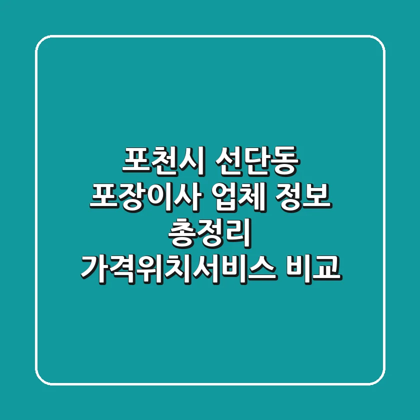 포천시 선단동 포장이사 업체 정보 총정리 - 가격/위치/서비스 비교