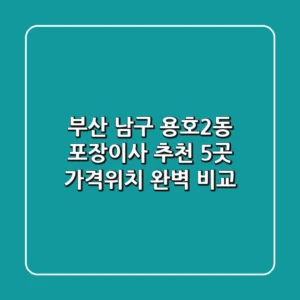 부산 남구 용호2동 포장이사 추천 5곳 - 가격/위치 완벽 비교
