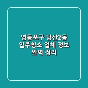 영등포구 당산2동 입주청소 - 업체 정보 완벽 정리