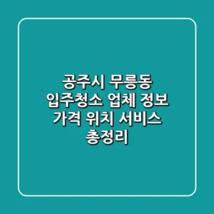 공주시 무릉동 입주청소 업체 정보: 가격, 위치, 서비스 총정리