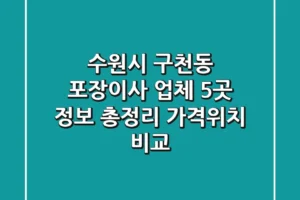 수원시 구천동 포장이사 업체 5곳 정보 총정리 – 가격/위치 비교
