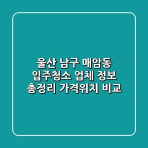울산 남구 매암동 입주청소 업체 정보 총정리 - 가격/위치 비교