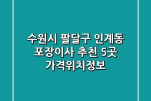 수원시 팔달구 인계동 포장이사 추천 5곳 – 가격/위치/정보
