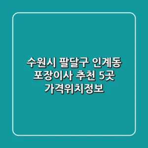 수원시 팔달구 인계동 포장이사 추천 5곳 - 가격/위치/정보