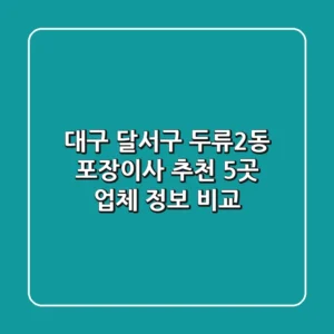 대구 달서구 두류2동 포장이사 추천: 5곳 업체 정보 비교