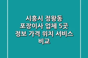 시흥시 정왕동 포장이사 업체 5곳 정보 – 가격, 위치, 서비스 비교