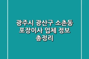 광주시 광산구 소촌동 포장이사 업체 정보 총정리
