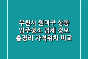 부천시 원미구 상동 입주청소 업체 정보 총정리 – 가격/위치 비교